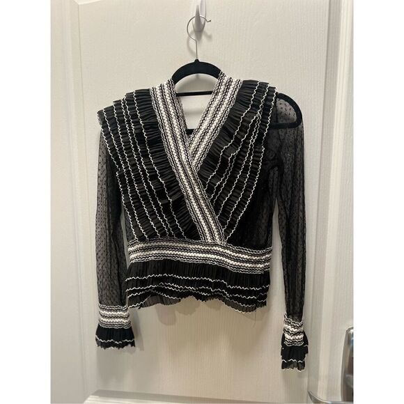 Calvin Tran Black Lace Chic Evening Top BLACK size 4 - Picture 5 of 7